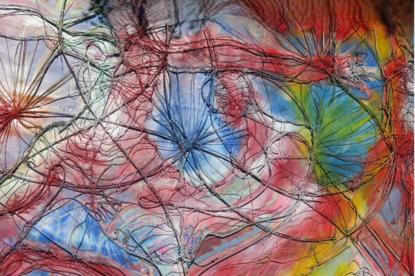 Pause du chablon et tamponnage de la peinture