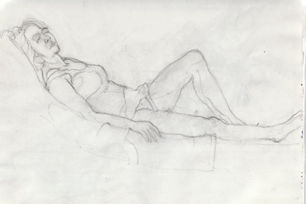 femme couchée dessin crayon