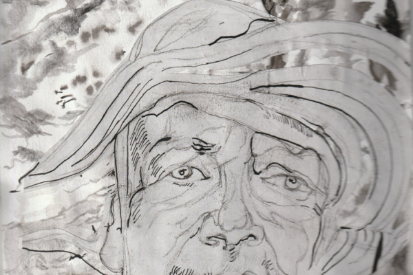 portrait pirate encre de chine