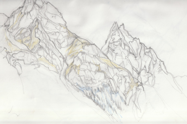 dessin montagne le besso et roc de la vache