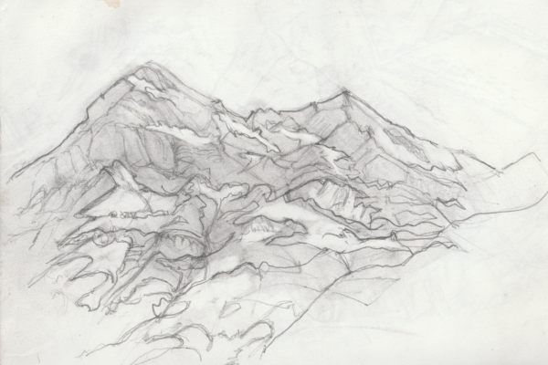 dessin montagne sommet neige