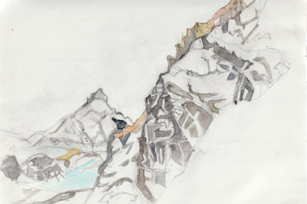 étude aquarel montagne