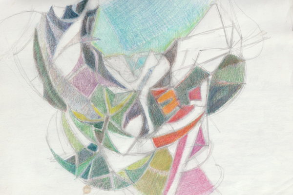 etude aquarelle crayon de couleur in the montain.