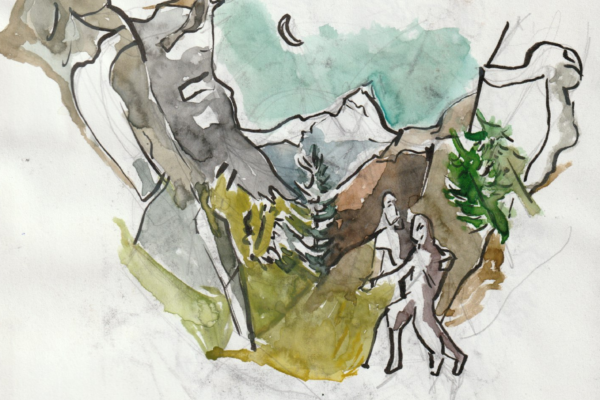 étude aquarelle dance in the montain