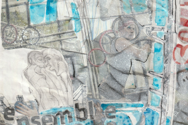 gouache spray collage