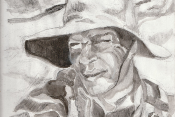 portrait cow boy encre de chine